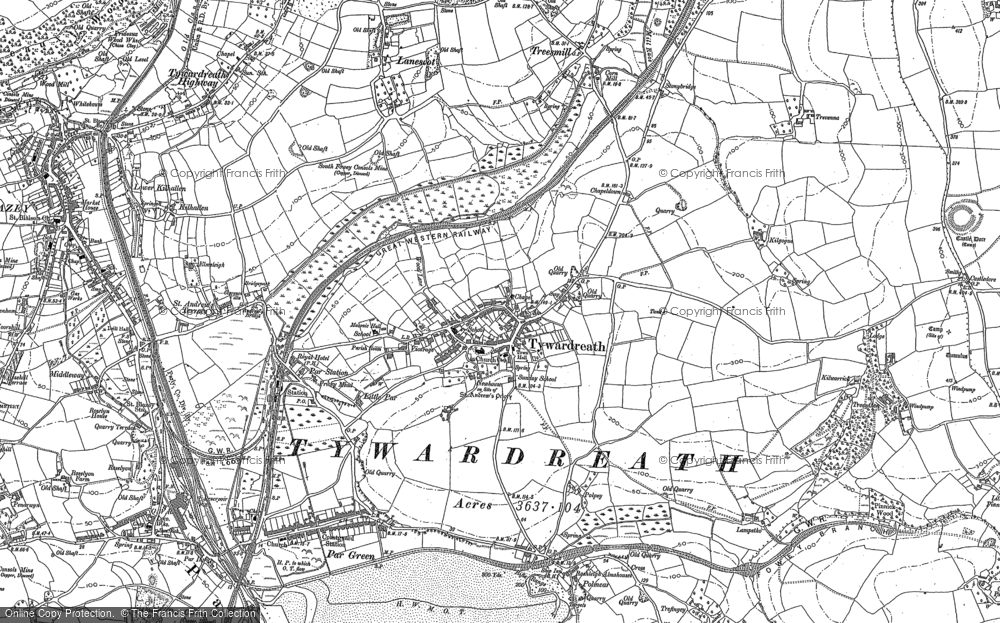Old Map of Tywardreath, 1881 - 1906 in 1881