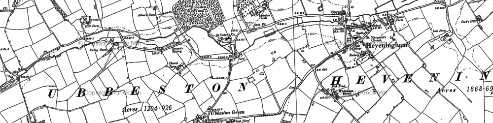 Old map of Ubbeston in 1883