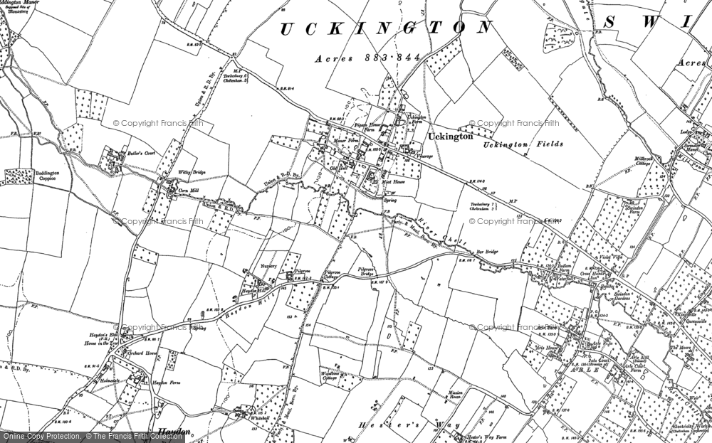 Old Map of Uckington, 1883 - 1885 in 1883