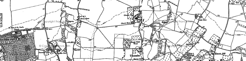 Old map of Pye Corner in 1896