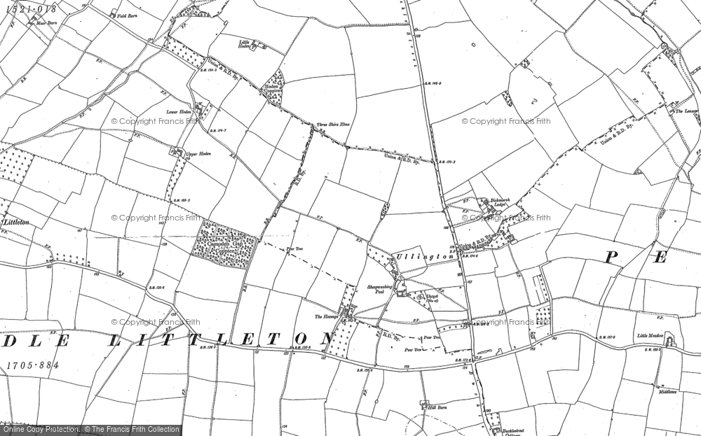 Old Map of Historic Map covering Bickmarsh Lodge in 1883