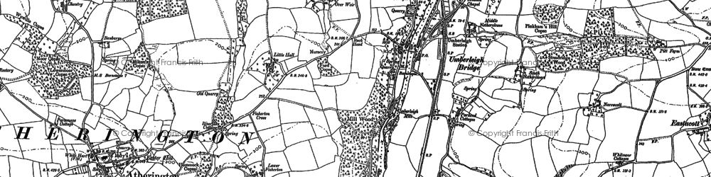Old map of Brightley Barton in 1886