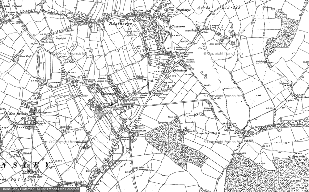Old Map of Historic Map covering Beauvale Ho in 1879