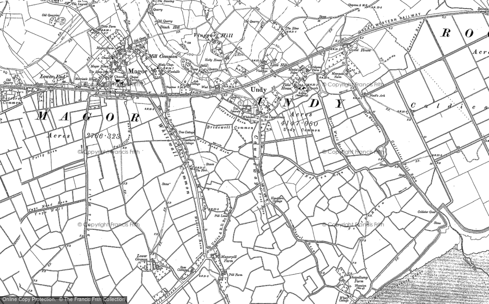 Old Map of Historic Map covering Whitewall Common in 1900