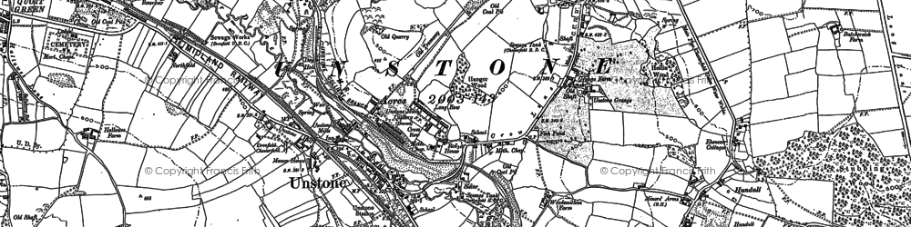Old map of Unstone in 1876