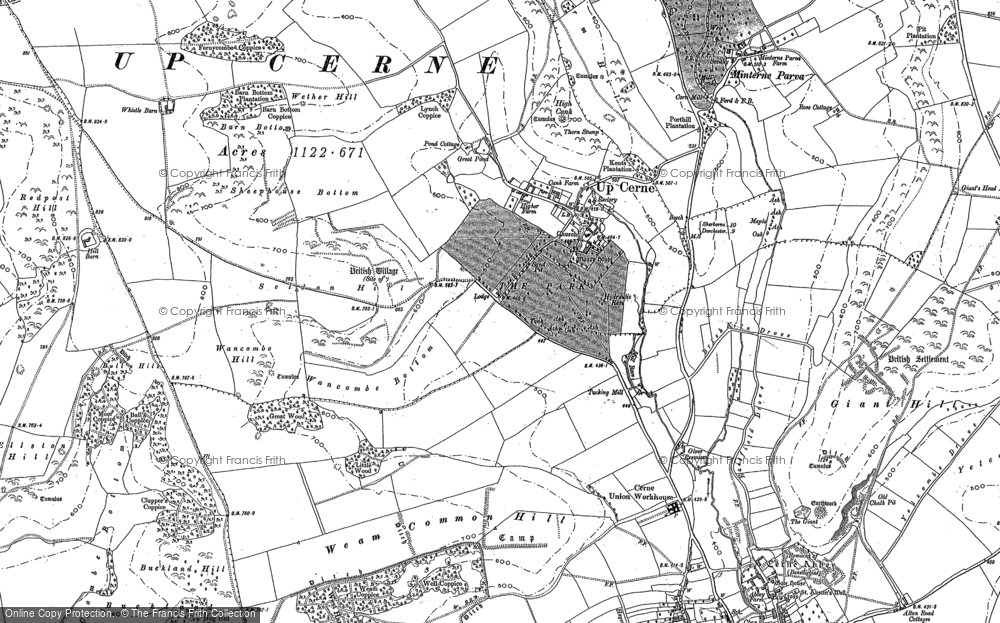 Old Map of Historic Map covering Bazon Hill in 1887