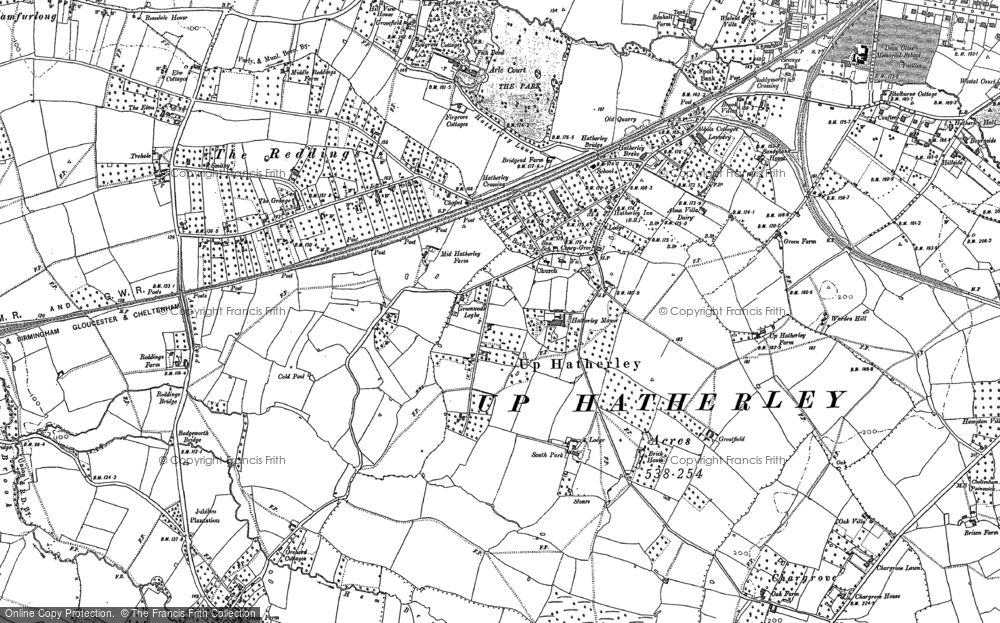Old Map of Up Hatherley, 1884 in 1884