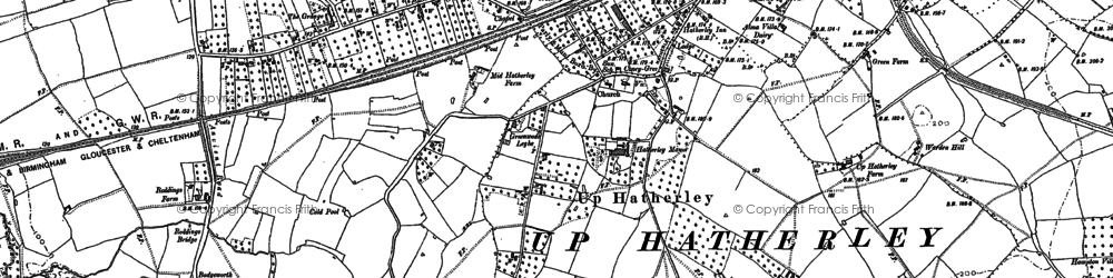 Old map of Up Hatherley in 1884