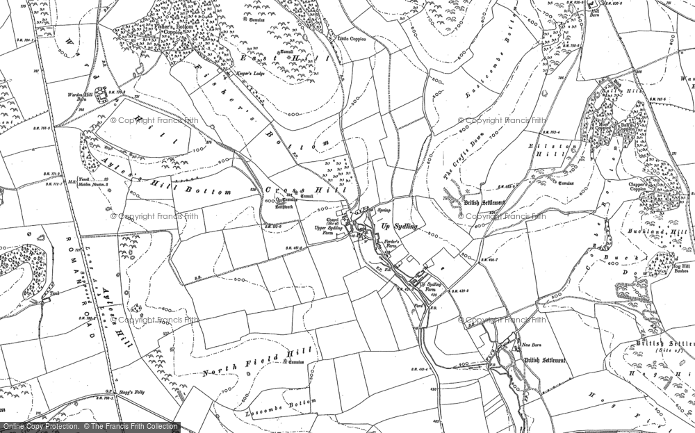 Old Map of Historic Map covering Ayles's Hill in 1887
