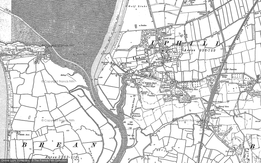 Old Map of Historic Map covering Uphill Manor in 1902