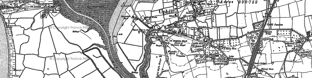 Old map of Uphill in 1902
