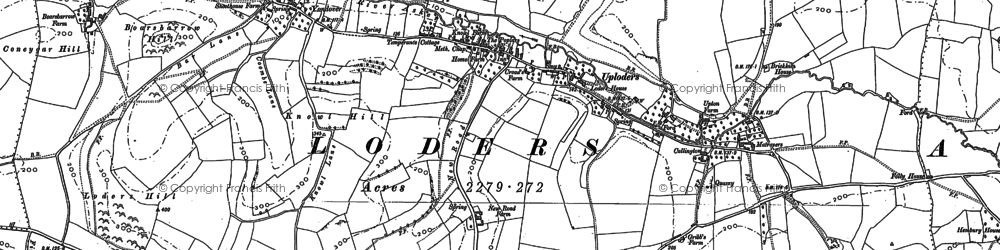 Old map of Uploders in 1901