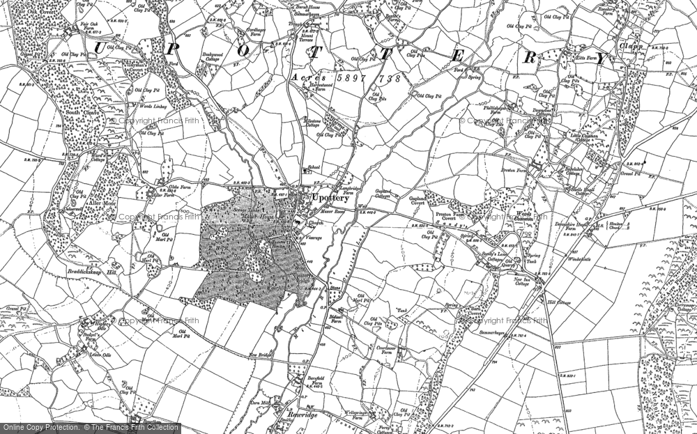 Old Map of Historic Map covering Ullcombe in 1887