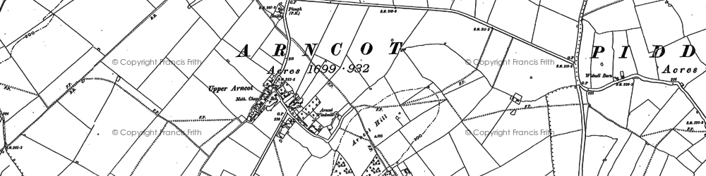 Old map of Upper Arncott in 1919