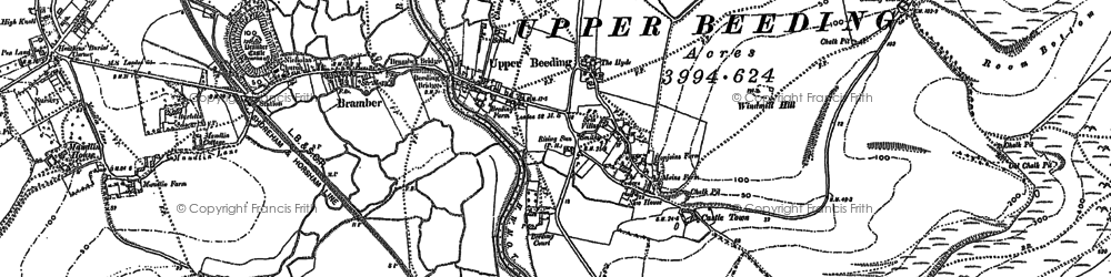 Old map of Beeding Hill in 1875