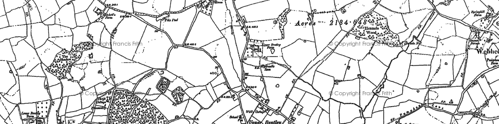 Old map of Upper Bentley in 1885