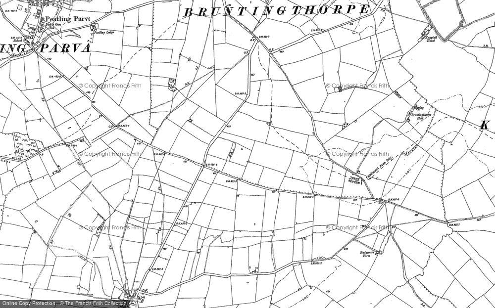 Old Map of Upper Bruntingthorpe, 1885 in 1885