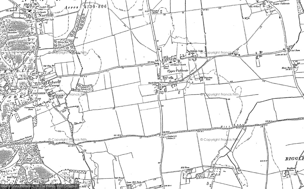 Old Map of Upper Caldecote, 1882 - 1900 in 1882