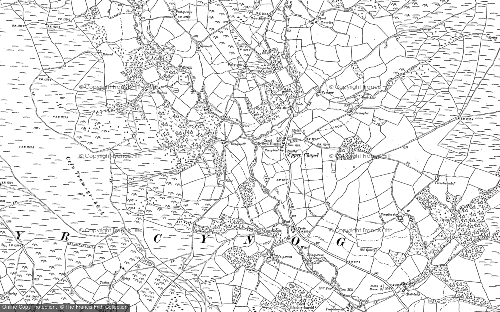 Old Map of Historic Map covering Pentre Dolau Honddu in 1886