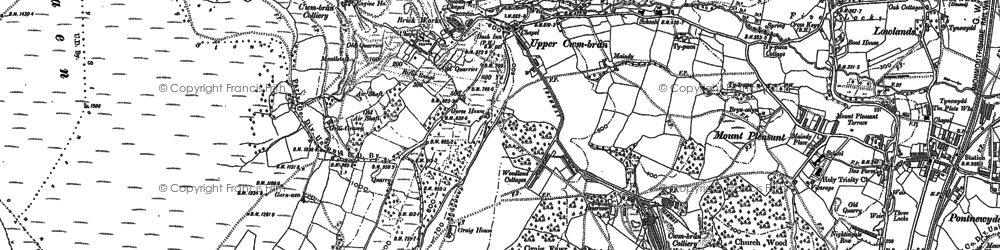 Old map of Blaen Bran Resrs in 1899