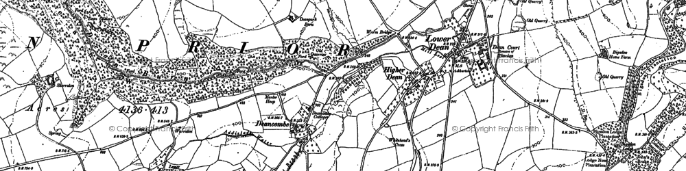 Old map of Upper Dean in 1885