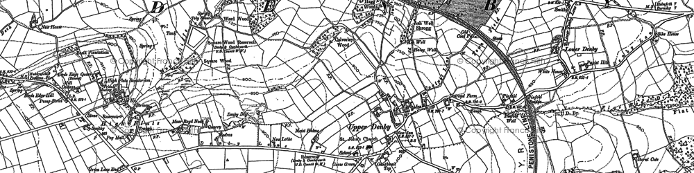 Old map of Upper Denby in 1891