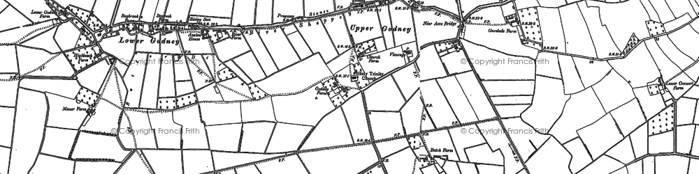 Old map of Upper Godney in 1884