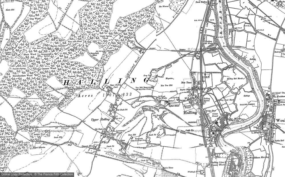 Old Map of Upper Halling, 1895 - 1896 in 1895