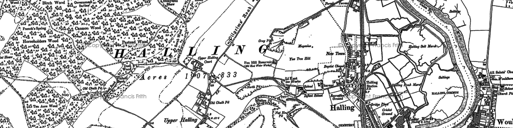 Old map of Great Buckland in 1895