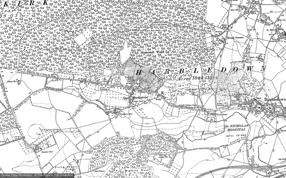 Old Map of Upper Harbledown, 1896 in 1896