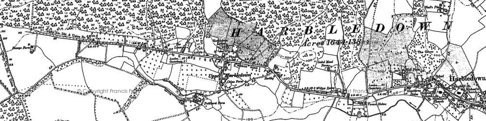 Old map of Upper Harbledown in 1896