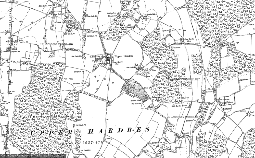 Old Map of Upper Hardres Court, 1895 - 1896 in 1895