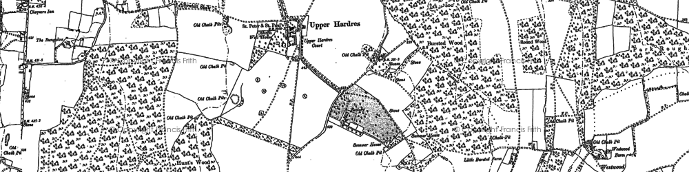 Old map of Bursted Wood in 1895
