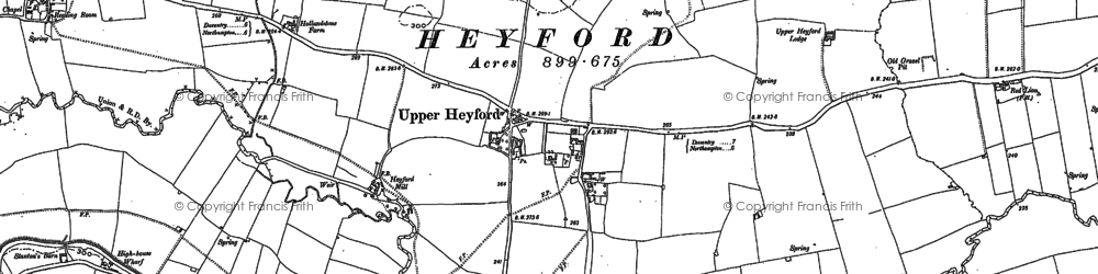 Old map of Upper Heyford in 1884