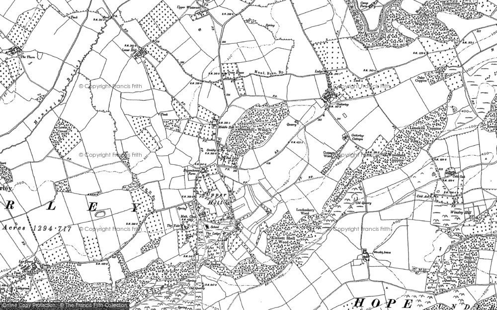 Old Map of Historic Map covering Westhope Hill in 1885