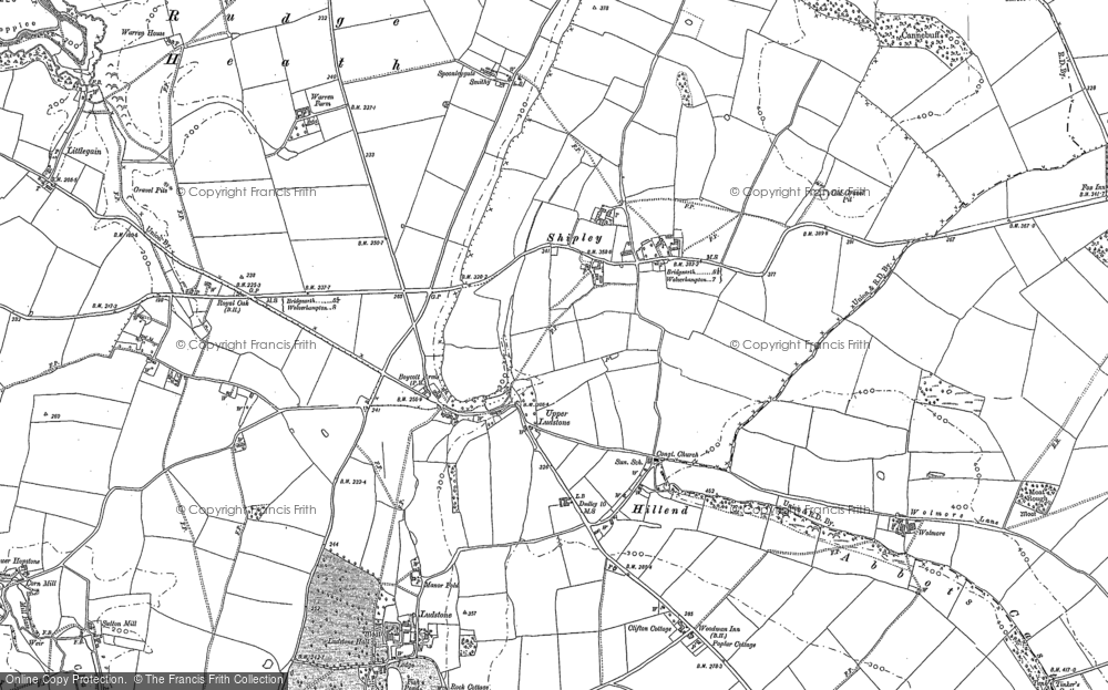 Old Map of Historic Map covering Spoonleygate in 1883