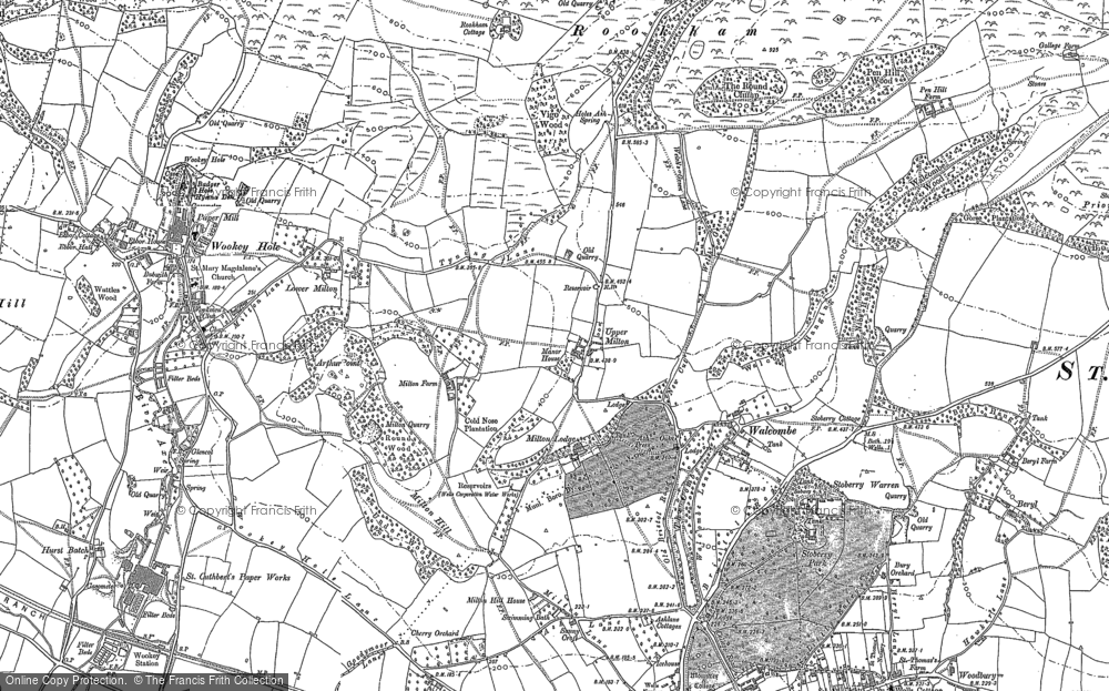 Old Map of Historic Map covering Walcombe in 1884