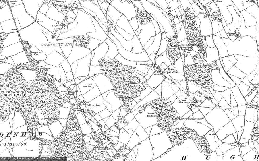 Old Map of Historic Map covering Lower North Dean in 1897