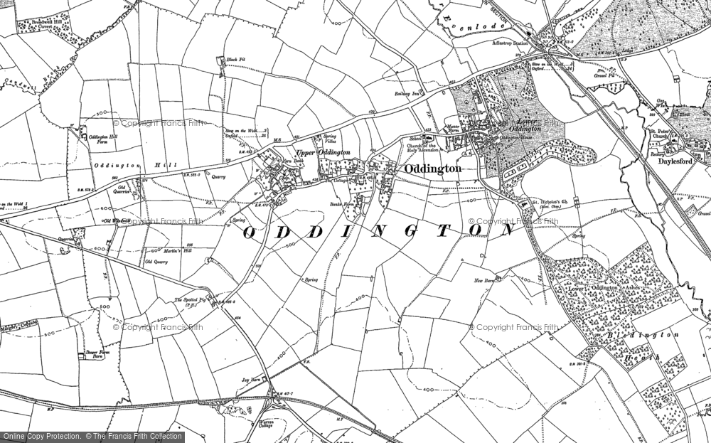 Old Map of Upper Oddington, 1900 - 1919 in 1900