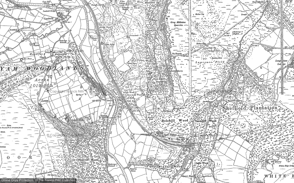 Old Map of Historic Map covering Burbage Brook in 1879