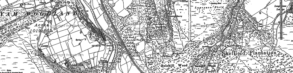 Old map of Burbage Brook in 1879