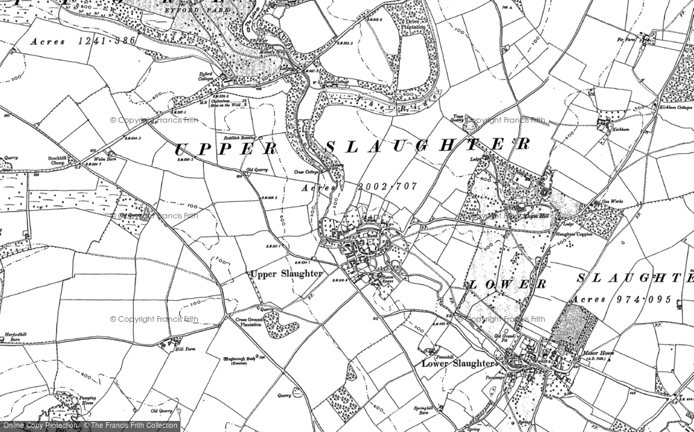 Old Map of Upper Slaughter, 1883 - 1900 in 1883