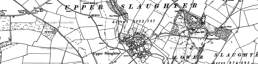 Old map of Upper Slaughter in 1883