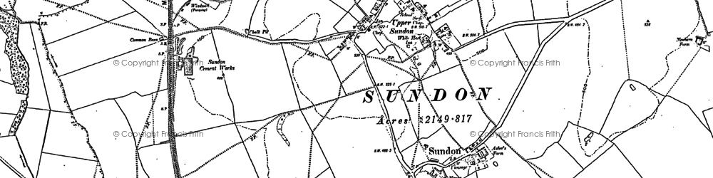 Old map of Upper Sundon in 1881