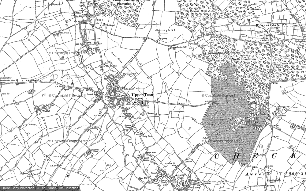 Old Map of Upper Tean, 1879 - 1880 in 1879