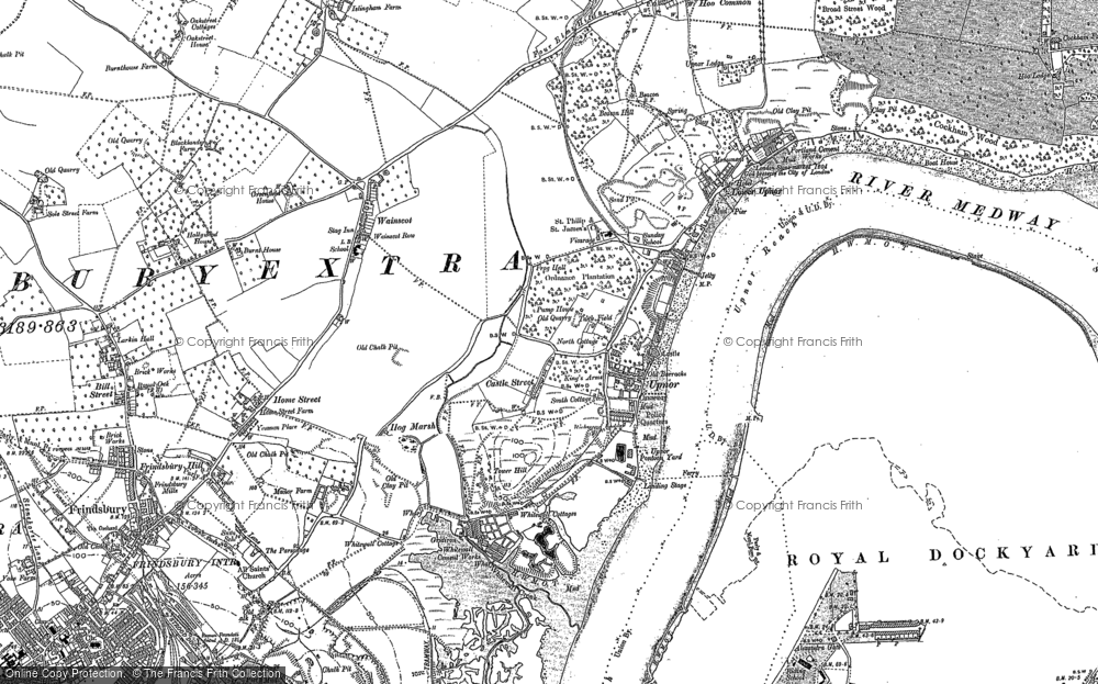 Old Map of Upper Upnor, 1895 - 1896 in 1895