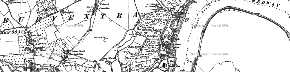 Old map of Upper Upnor in 1895