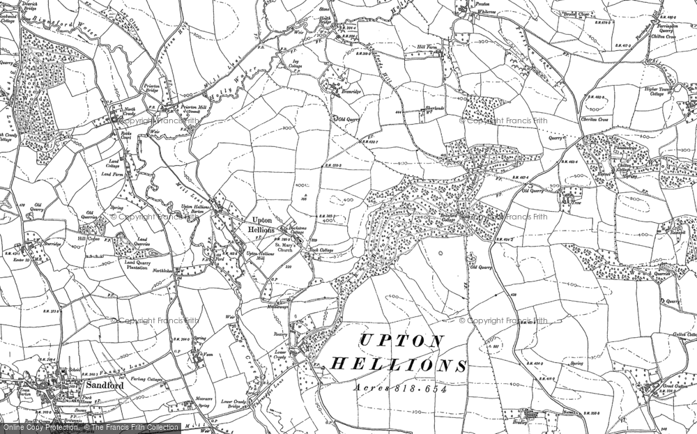 Old Map of Upton Hellions, 1887 - 1888 in 1887