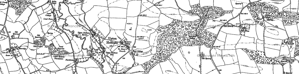 Old map of Upton Hellions in 1887
