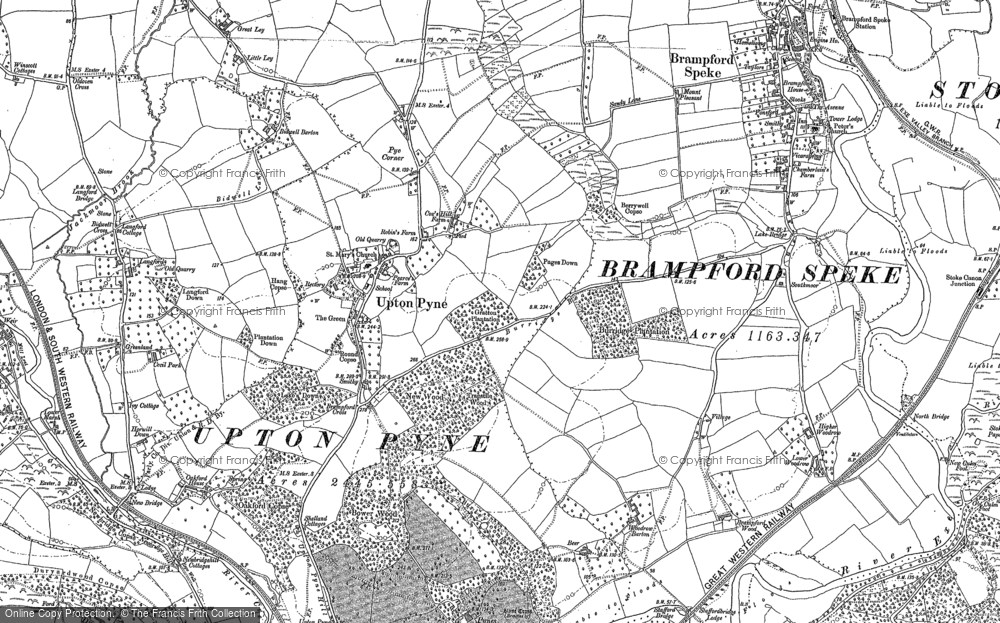 Old Map of Historic Map covering Ley in 1886